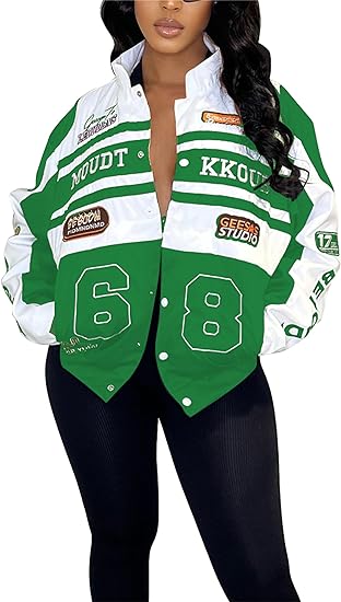 Abrigos de béisbol con bloques de color y estampado de letras desmontables