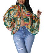Bat Long Sleeve Chiffon Blouse