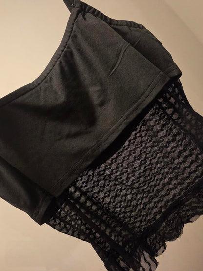 Two Piece Mesh Lace Tube Top Pants Sets