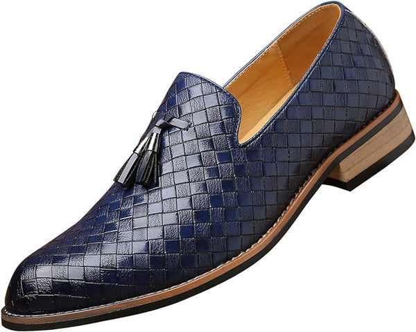 Mens Leather Checkered Slip-On Shoes