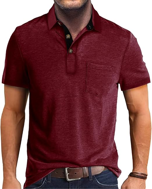 Polo de manga corta para hombre con bolsillo