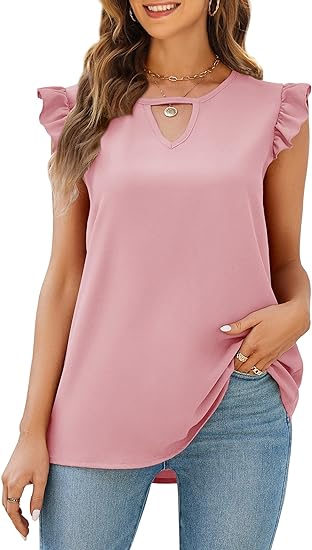 V Neck Solid Color Sleeveless Blouses Tops