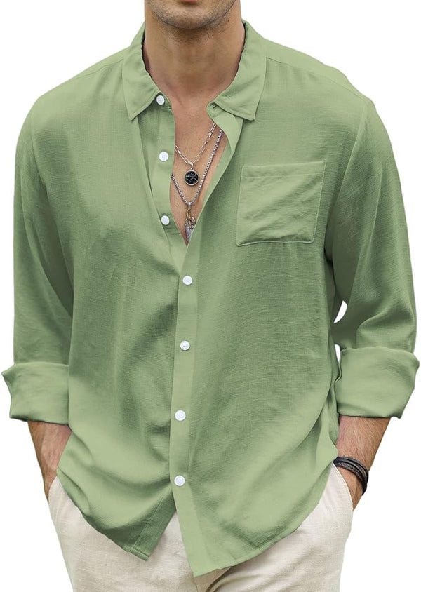 Button Down Long Sleeve Solid Color Shirts