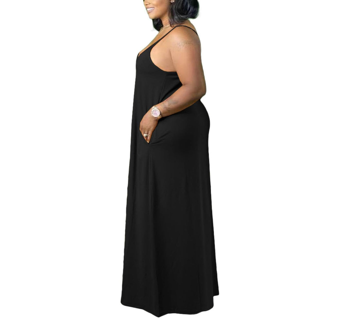Plus Size Strap Maxi Dress With Pockets