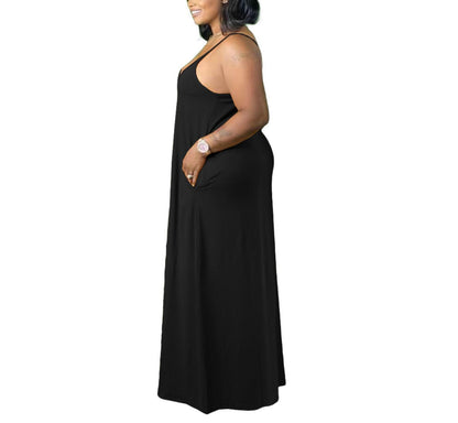 Plus Size Strap Maxi Dress With Pockets