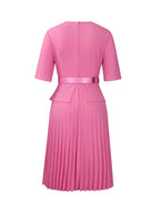 Belted Blazer Pleated Midi Dress