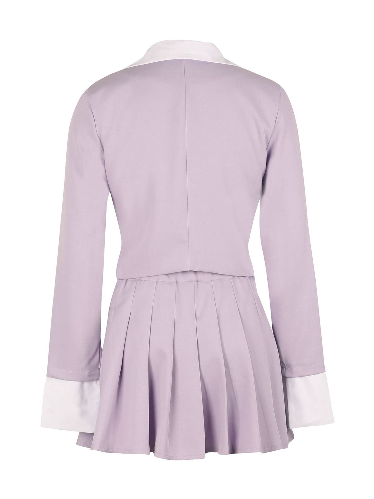 Two-Piece Blazer Shirt Collar Pleated Skirt Set