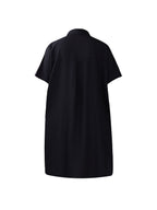 Studded Trim Oversized Shirt Midi Dress