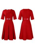 Plus Size Solid Color Half Sleeve Dress