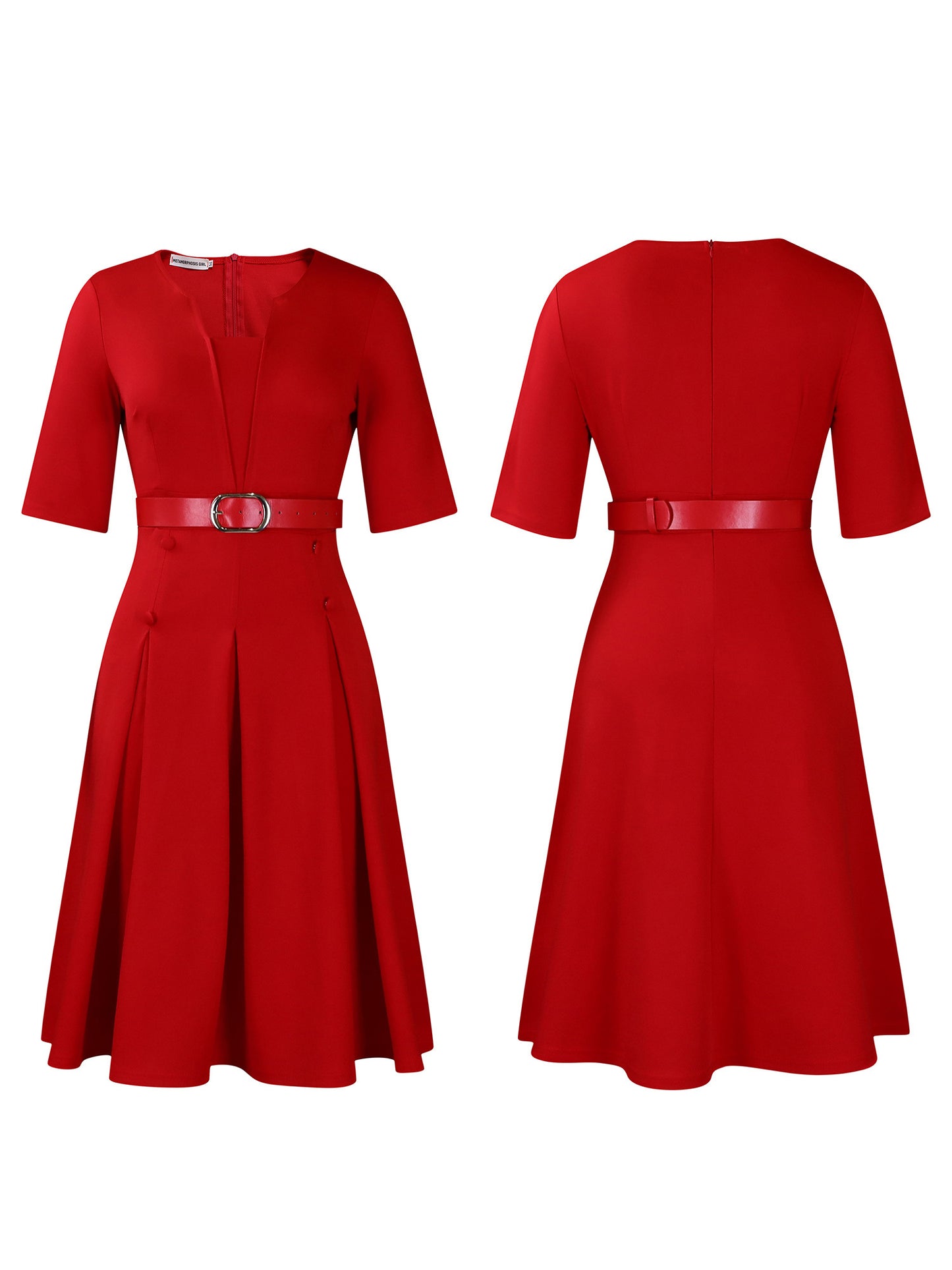 Plus Size Solid Color Half Sleeve Dress