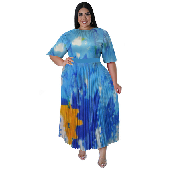 Ruched Short Sleeve Plus Size Maxi Dress
