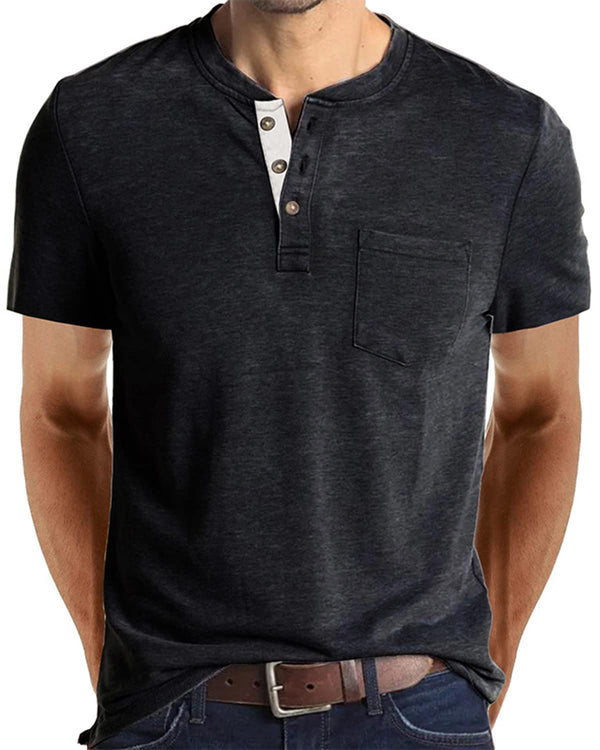 Mens Short Sleeve Button T-Shirt