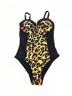 Trajes de baño con estampado de leopardo sin mangas de talla grande