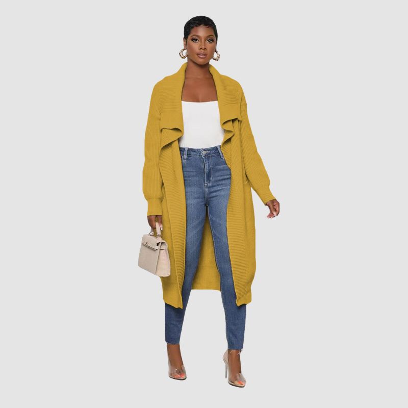 Cárdigans de punto largos de color liso