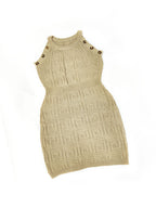 Sleeveless Knit Button Bodycon Mini Dress