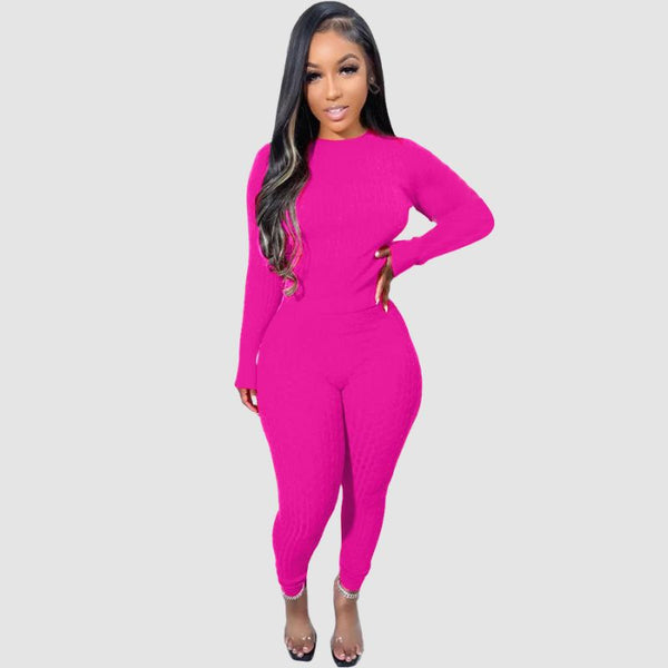 Solid Color Bodycon Sweater Set
