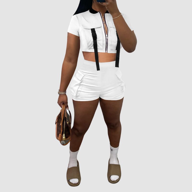 Conjunto cargo casual de color sólido