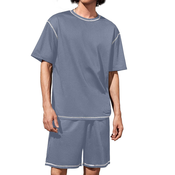 Mens Two Piece Striped Tops & Shorts Set
