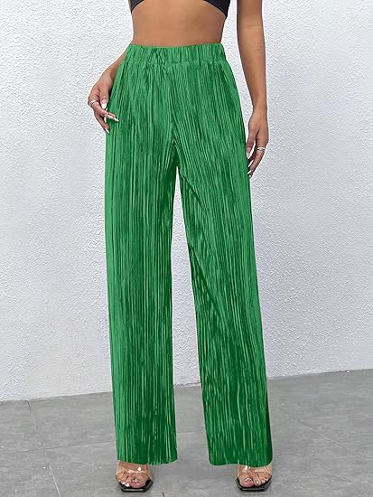Pleated with Pockets Wide Leg Pants