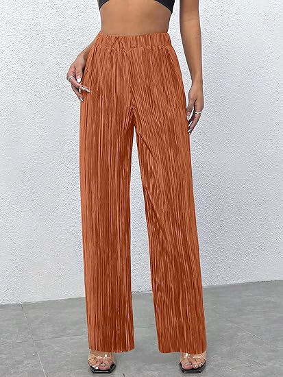 Wide Leg Plisse with Pockets Long Pants