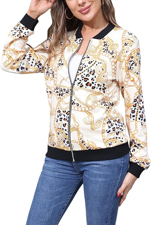 Leopard Long Sleeve Zip Up Jacket