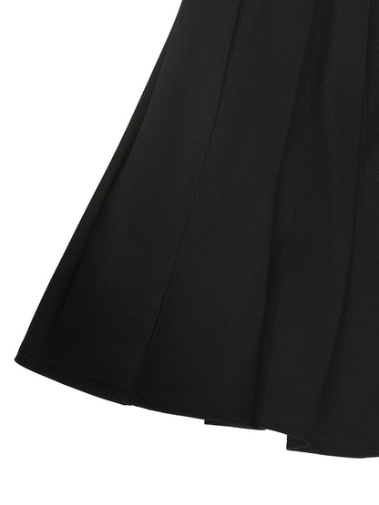 Two-Piece Blazer Shirt Collar Pleated Skirt Set