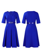 Plus Size Solid Color Half Sleeve Dress