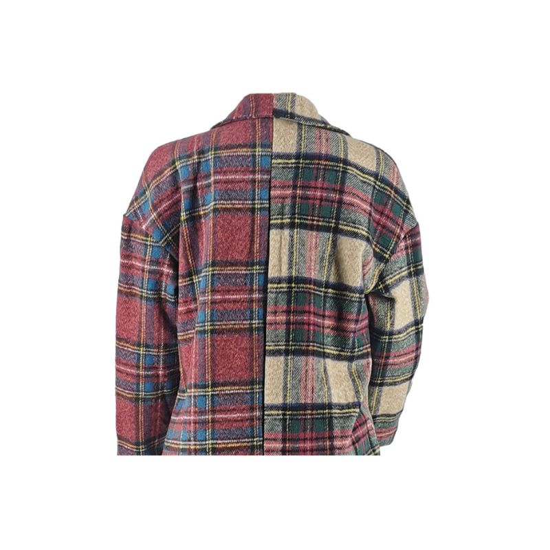 Abrigo de lana con patchwork a cuadros