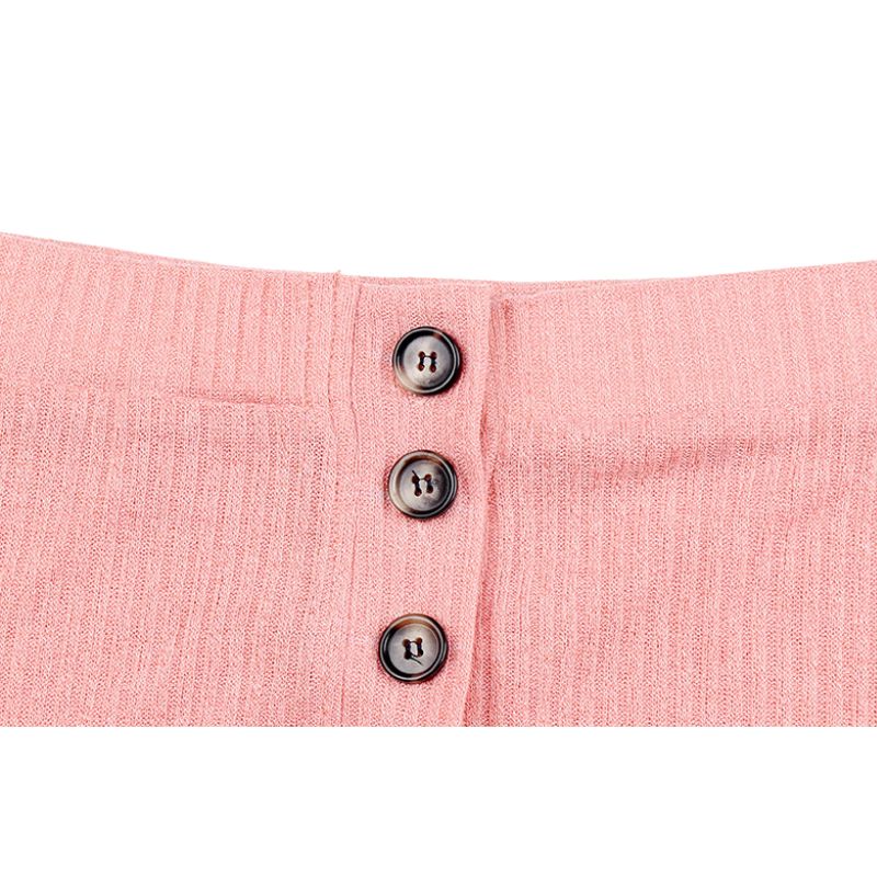 Conjunto de pantalón de pierna ancha y top con cuello cuadrado abotonado