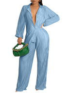 Two Piece Pleated Shirt Wide Leg Pants