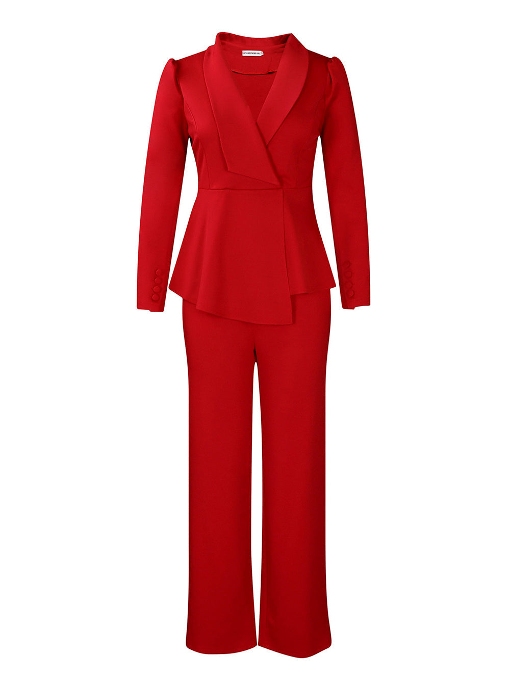 Tailored Lapel Peplum Blazer Pants Set