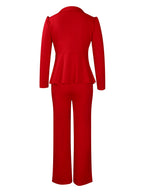 Tailored Lapel Peplum Blazer Pants Set