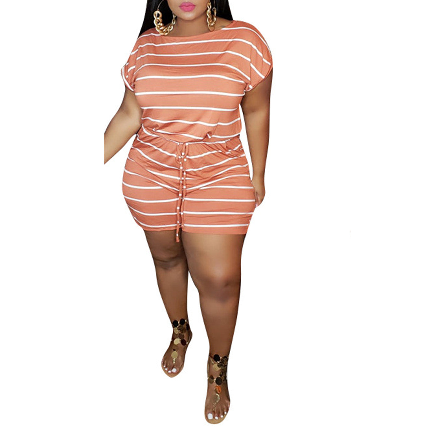 Plus Size Casual Loose Short Sleeve Jumpsuit