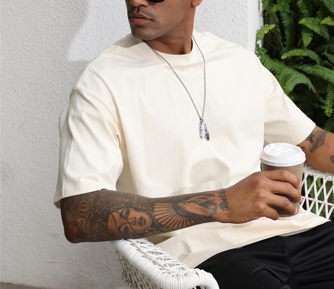 Mens Crewneck Solid Color Top