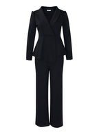 Tailored Lapel Peplum Blazer Pants Set