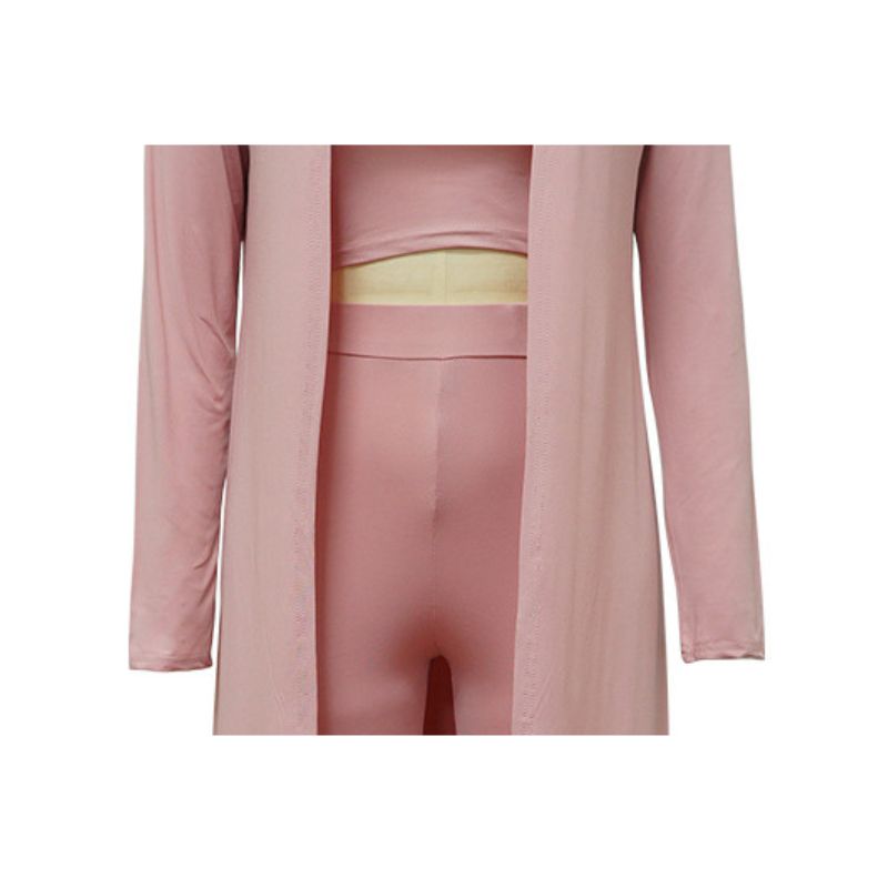 Conjunto casual de tres piezas de color sólido