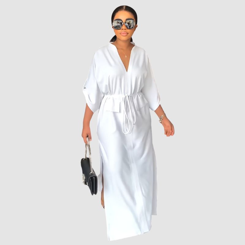 Vestido cargo con cintura ceñida y plisado lateral