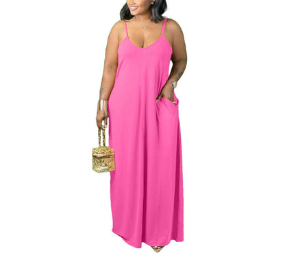 Plus Size Strap Maxi Dress With Pockets