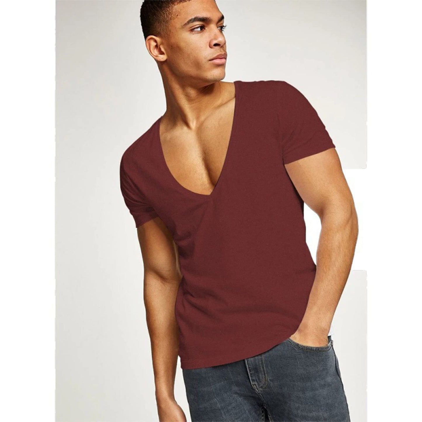 Mens V Neck Short Sleeve Tops