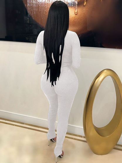 Conjunto de pantalones con abertura en forma de corazón de dos piezas con diamantes de imitación 