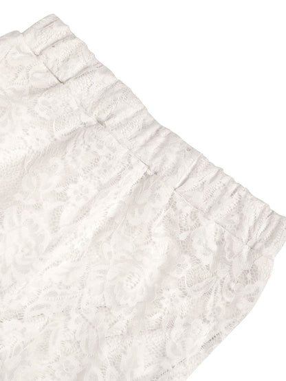 Pantalones acampanados con ribete de encaje y volantes 