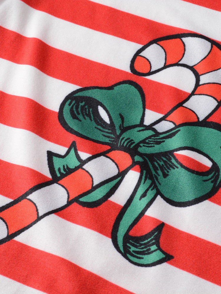 Christmas Striped Print Long Sleeve Jumpsuit