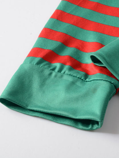 Christmas Striped Print Long Sleeve Jumpsuit