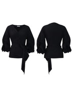 Off-Shoulder Puff Sleeve V-Neck Blouse