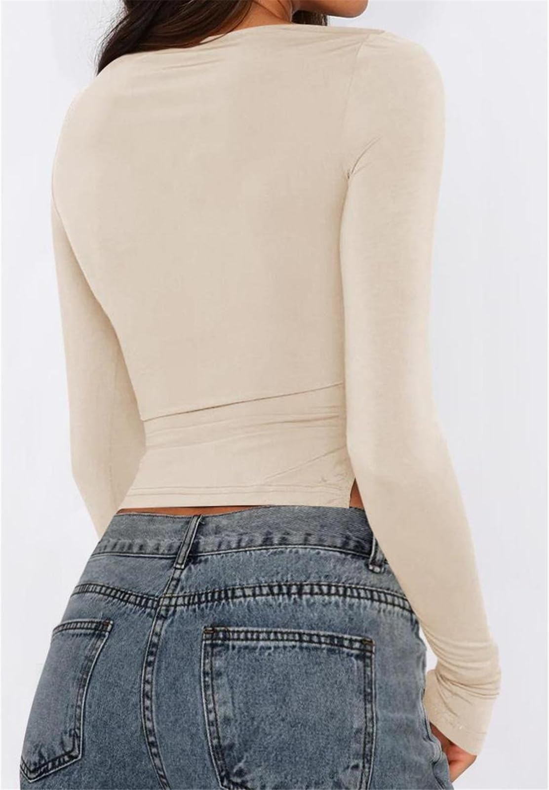 Long Sleeve Ruched Side Irregular Top