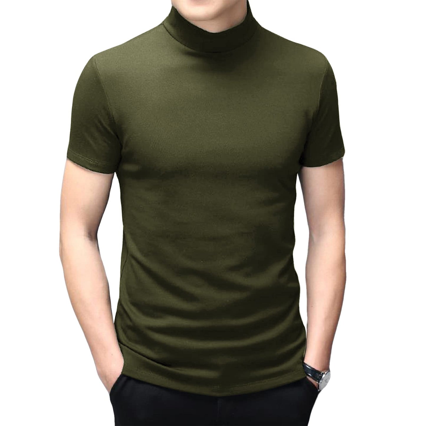 Mens Short Sleeve Turtleneck Tops
