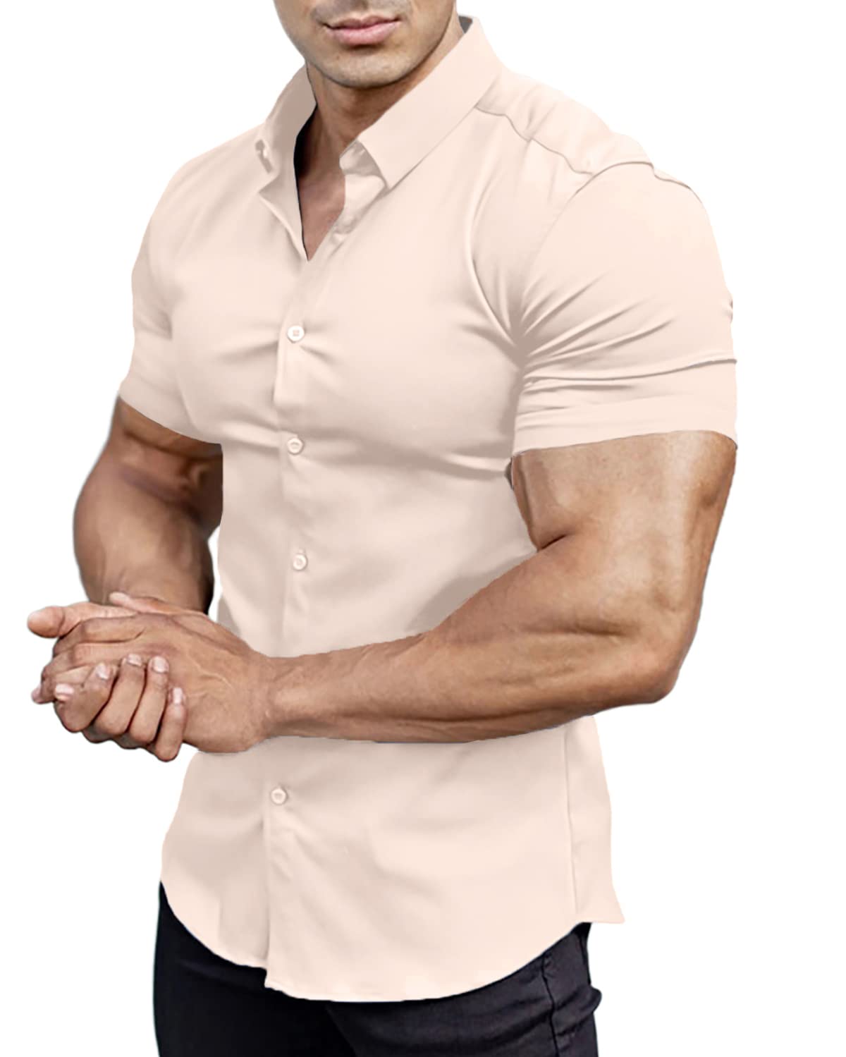 Camisas con botones de manga corta para hombre