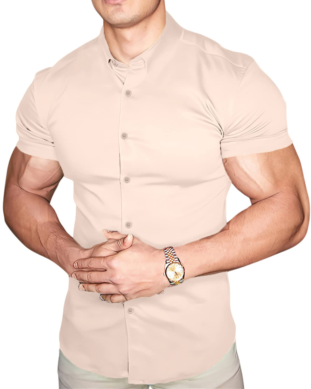 Camisas con botones de manga corta para hombre
