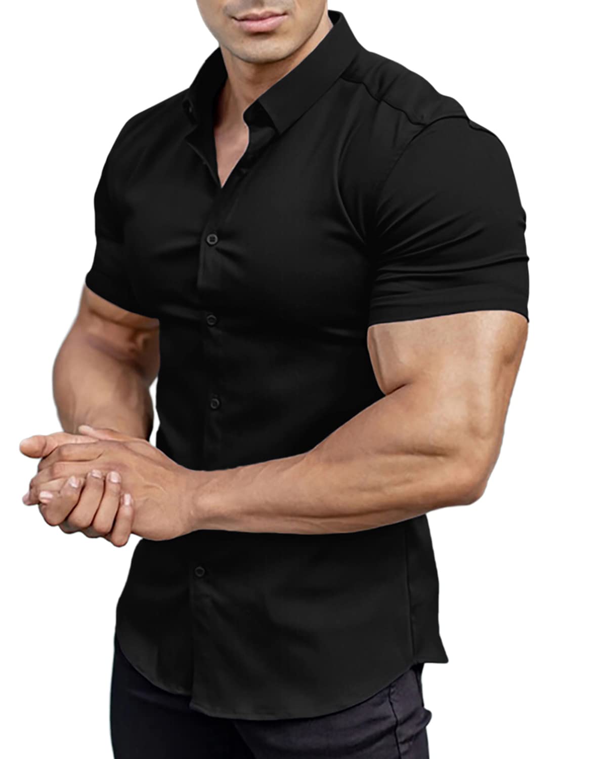 Camisas con botones de manga corta para hombre