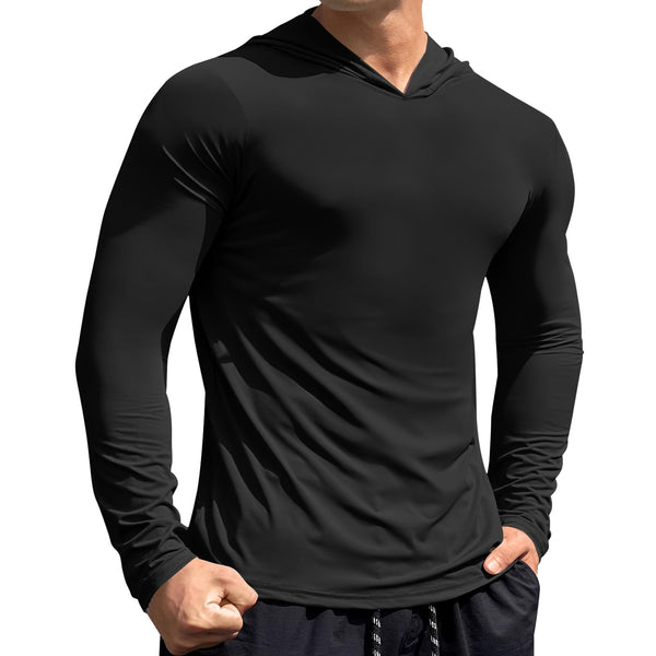 Mens Solid Color Long Sleeve Hoodies Tops